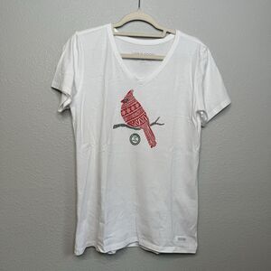Life is Good Tribal Cardinal Women's Medium Crusher White S/S T-shirt Top